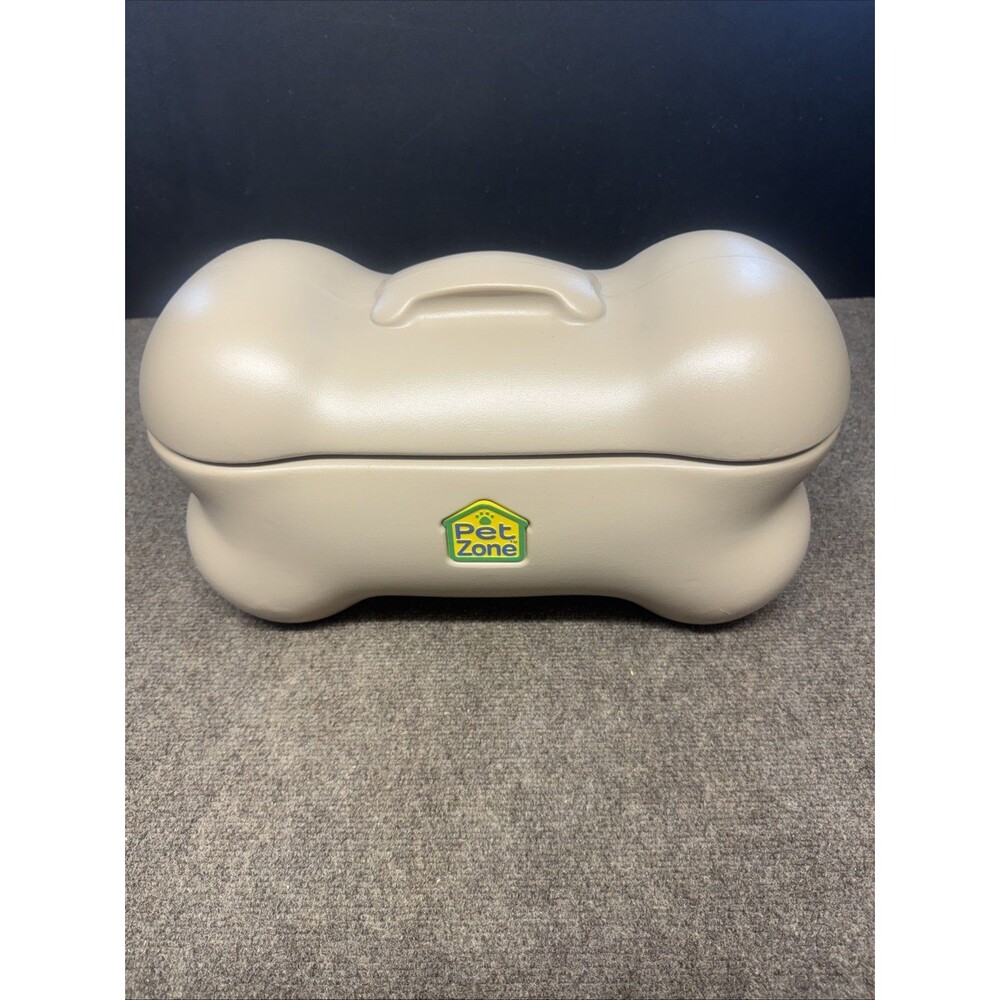 Pet Zone Dog Bone Shape Pet Bin Storage Toy Bucket Box w/Cover Lid Plastic